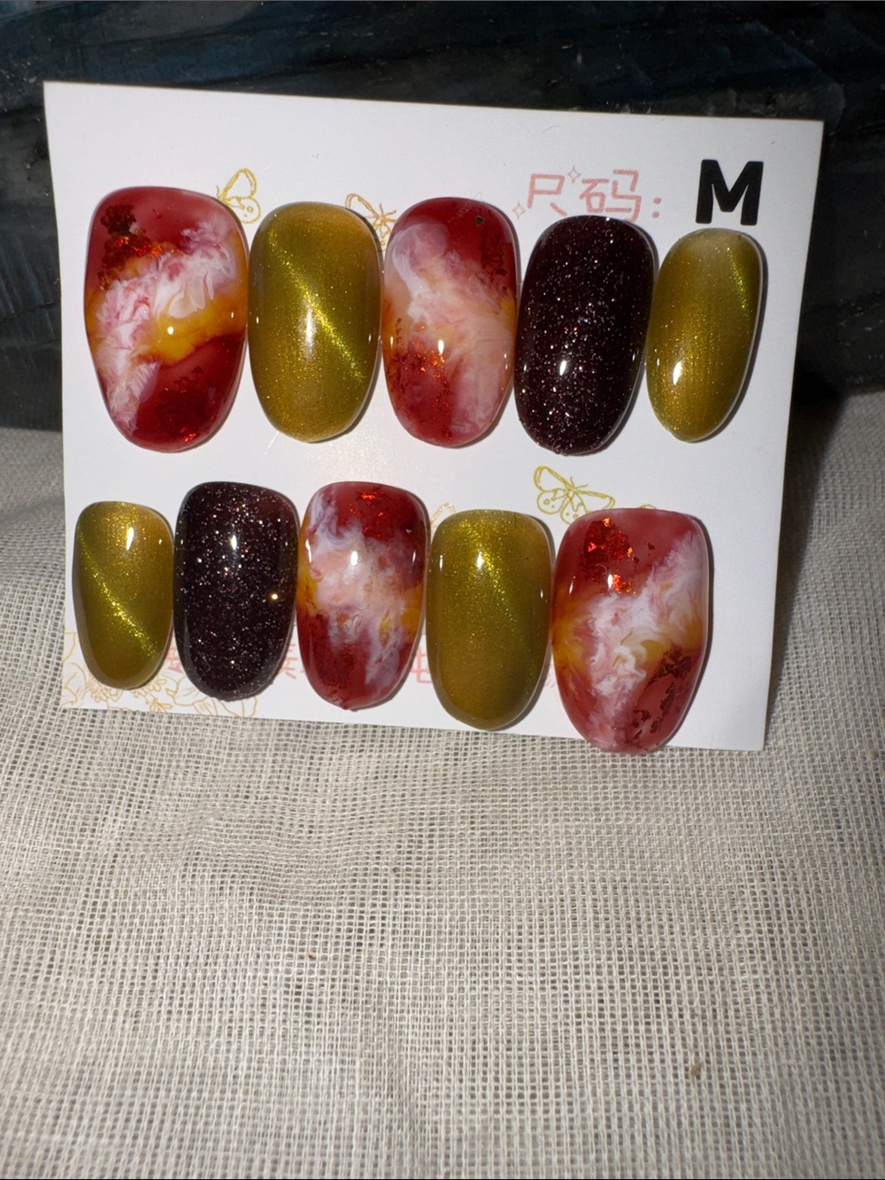 Marble & Metallic Press-On Nail Set